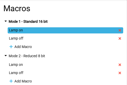 Predefined macros of a ROBE BMFL Spot fixture