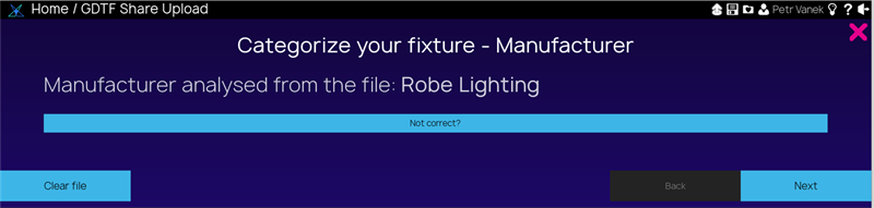 Select manufacturer dialog
